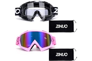 ZJNUO Dirt Bike Goggles,2 Pack ATV Goggles Motocross Off Road Riding Motorcycle goggles Racing MX UTV Goggles