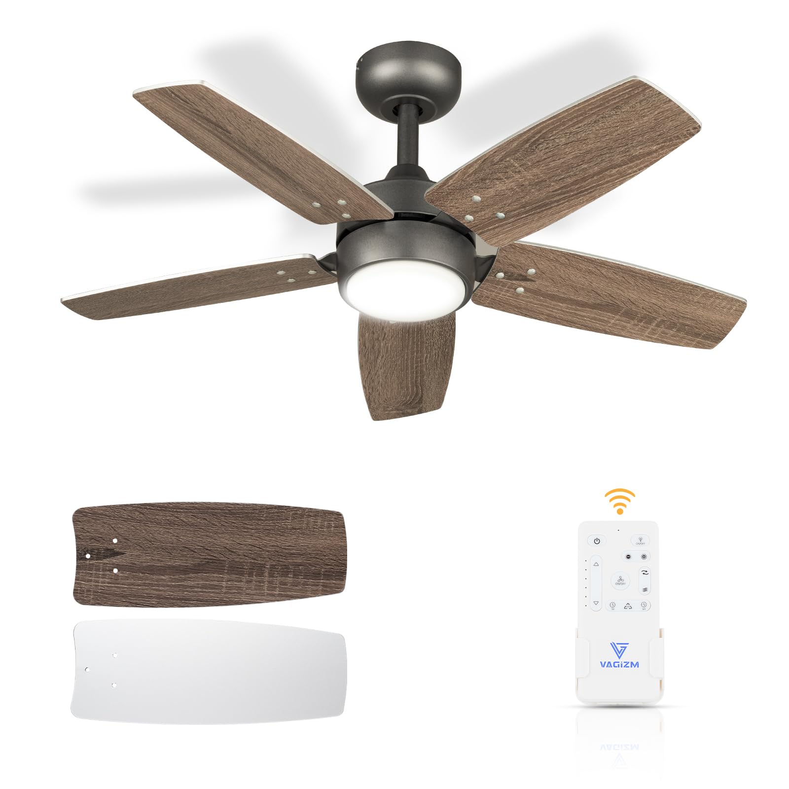 Vagizm Ceiling Fan 36'' for Small Room: Modern Ceiling Fans with Light ...