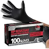 Venom Steel Industrial Nitrile Gloves, Chemical Resistant Disposable Black Gloves, Latex-Free, Powder-Free, Textured Grip, Heavy Duty Two-Layer Protection, 6 mil, Large, 100 Count