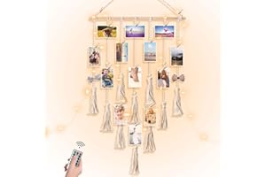 kyoryuger Macrame Wall Hanging Pictures Clip Photo Holder Boho Bedroom Decor Teenage Girl, Birthday Gifts Gift for Mom Gifts for Grandma Nana Gifts Memorial Gift Friends Gifts Gifts for Women