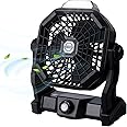 Outdoor Camping Fan with LED Lantern, Rechargeable Portable Fan, Battery Operated Powered Personal Fan, Small USB Desk Fan fo