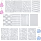 HOBBIESAY 12Pcs Boho Polymer Clay Texture Sheets 7x10 Inch Embossing Mats DIY Tools for Adult Pottery Earrings Jewelry Crafting