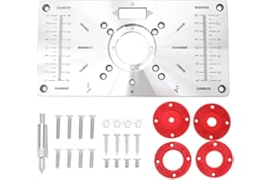 Micro Traders Router Table Insert Plate Compatible with Routers Aluminum Alloy Trimming Machine with 4X Router Insert Rings 1x Fixing Screws