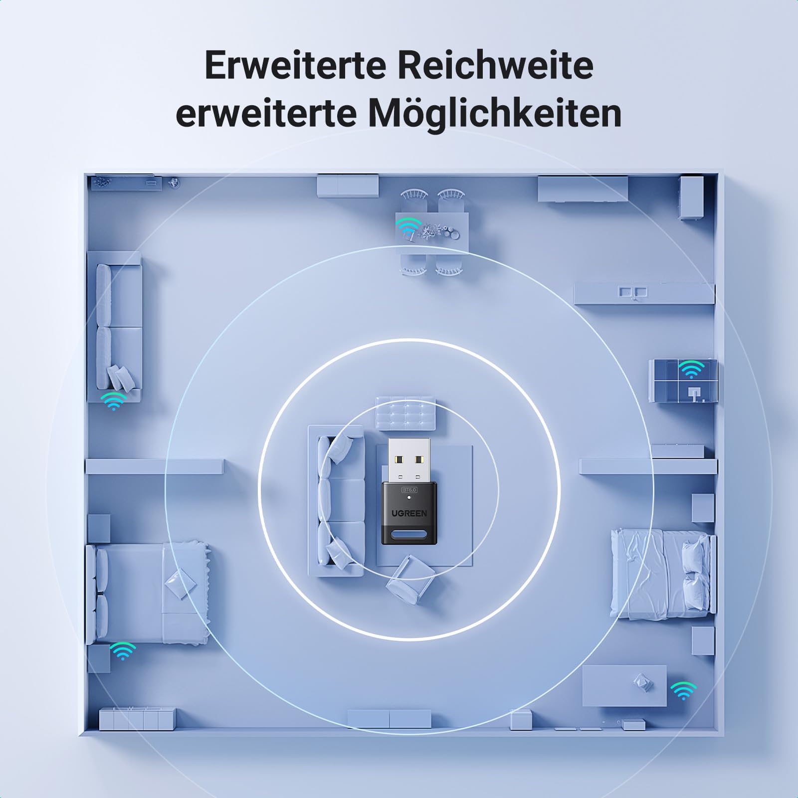 UGREEN Bluetooth 6.0 Adapter Dongle für PC, USB Bluetooth Stick für Maus 8
