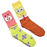 Hyp Spongebob Squarepants and Patrick Adult Men's 2 Pair Pack Crew Socks