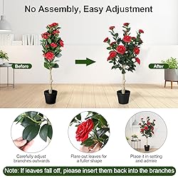 3FT Artificial Camellia Tree, 2 Pack Fake Camellia