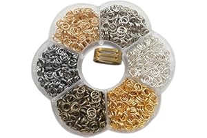 Chenkou Craft 1 Box 6 Colors 1800pcs Open Jump Ring & Ring Jewelry Keychain Making with 1 pc Jump Ring Open/Close Tool and 1 pc Clear Box (6mm)