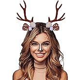 Komotu Women's Deer Costume Accessories reindeer antler ears headband Fawn Horn Headband christmas headbands Halloween Costume Accesso