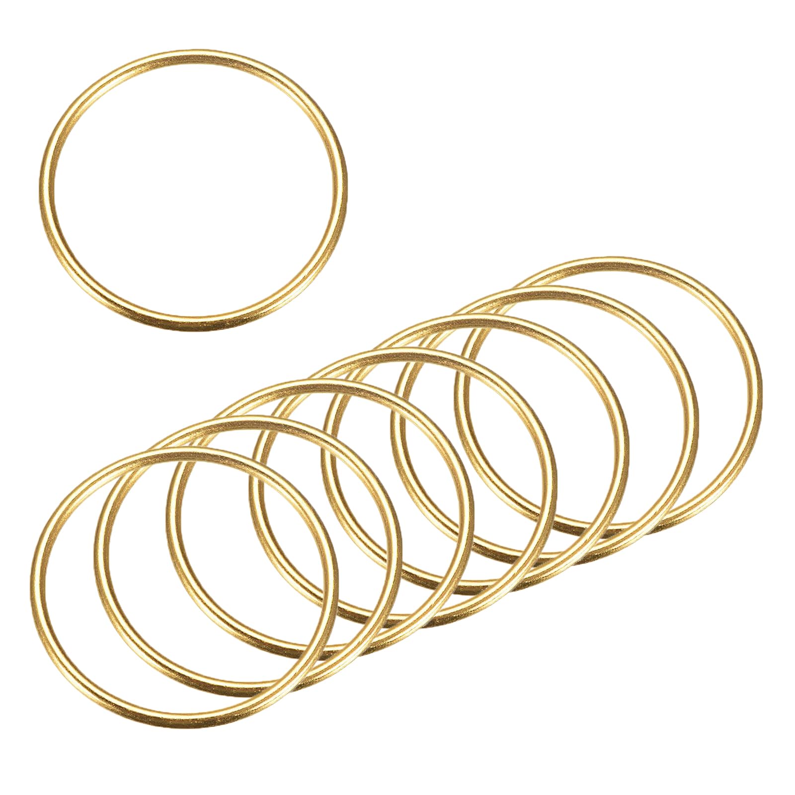 MACHSWON Zinc Alloy O Rings 50mm(1.97") ID 3mm Thick Multi-Purpose Welded O Buckles Heavy Duty Smooth Solid Ring for Bag Straps Belts Pet Leashes and DIY Crafts Gold 8pcs