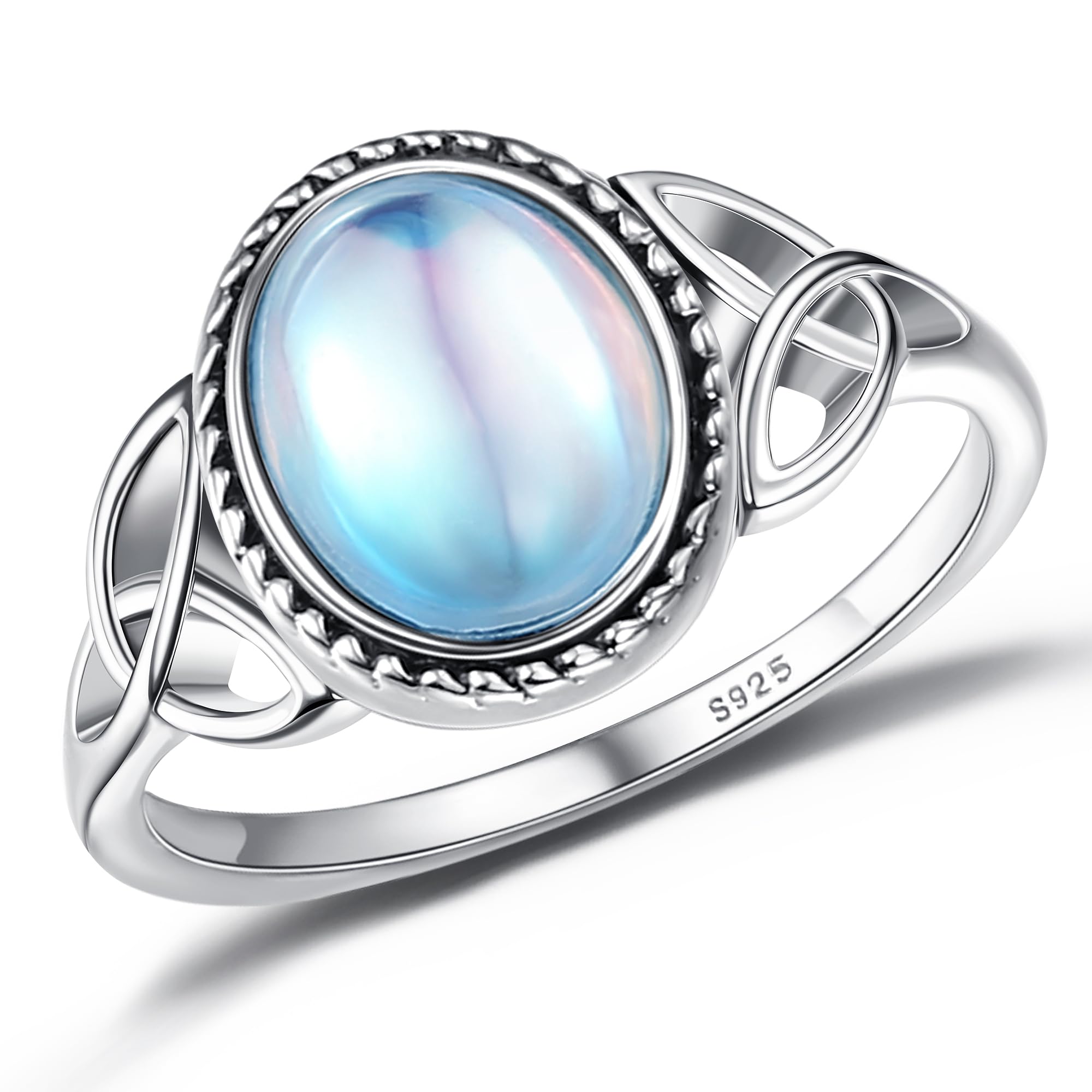 ADRAMATA 925 Sterling Silver Moonstone Ring - Handmade Statement Solitaire With Oval Gemstone for Women