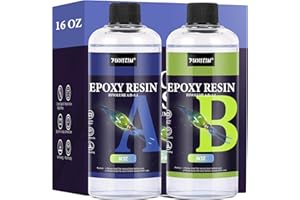 FUHITIM Epoxy Resin 16OZ - Crystal Clear Epoxy Resin Kit - Self-Leveling, High-Glossy, No Yellowing, No Bubbles Casting Resin Perfect for Crafts, Table Tops, DIY 1:1 Ratio