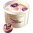 FunkyFrankie® Extra Large Healing Crystals Candle, Valentine's Gifts for Women - Amethyst 12 oz Manifestation Candle with Crystals Inside for Gemini | Zodiac Gifts | Soothing Lavender | Gifts for Mom