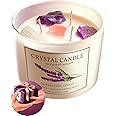 FunkyFrankie® Extra Large Healing Crystals Candle, Gifts for Women - Amethyst 12 oz Manifestation Candle with Crystals Inside