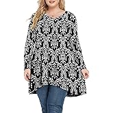 POSESHE Plus Size Tops for Womens Summer Clothes Short/Long Sleeve Shirts Casual V Neck Tunic Asymmetrical Blouses L-5XL