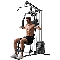 Soozier Home Gym Equipment, Multifunction Workout Machine with 99lbs Weight Stack for Back, Chest, Arm, Legs, and Full Body W