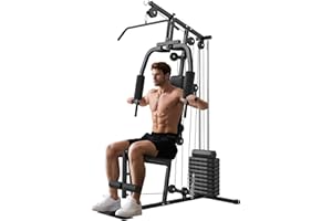Soozier Home Gym Equipment, Multifunction Workout Machine with 99lbs Weight Stack for Back, Chest, Arm, Legs, and Full Body W