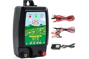 HFWHOK Electronic Fence Charger for Livestock 10KM Electronic Fence Charger High Voltage Pulse Controller for Sheep Cattle Livestock Fence Charger Tool (Black)