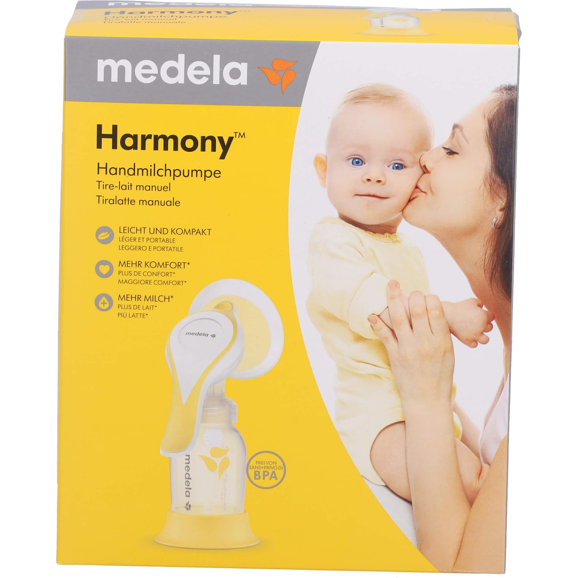 Medela Harmony Manual Breast Pump - Compact Swiss Design with PersonalFit Flex Breast Shield and Medela 2-Phase Expression Technology ,1 Count (Pack of 1)