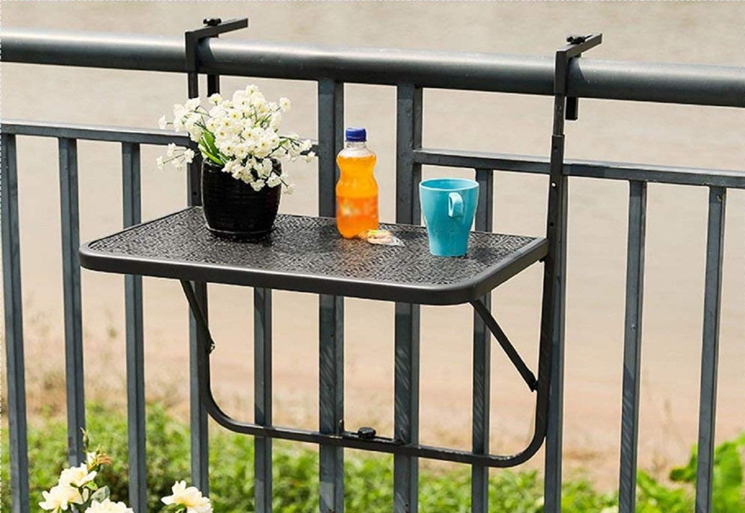 Balkonhängetisch 60x40cm-JAUTO Balkontisch zum Einhängen aus