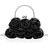 SilTriangle Women Evening Clutch, Small Floral Satin Purse with Detachable Strap for Valentine's Day Wedding Party Prom Gift