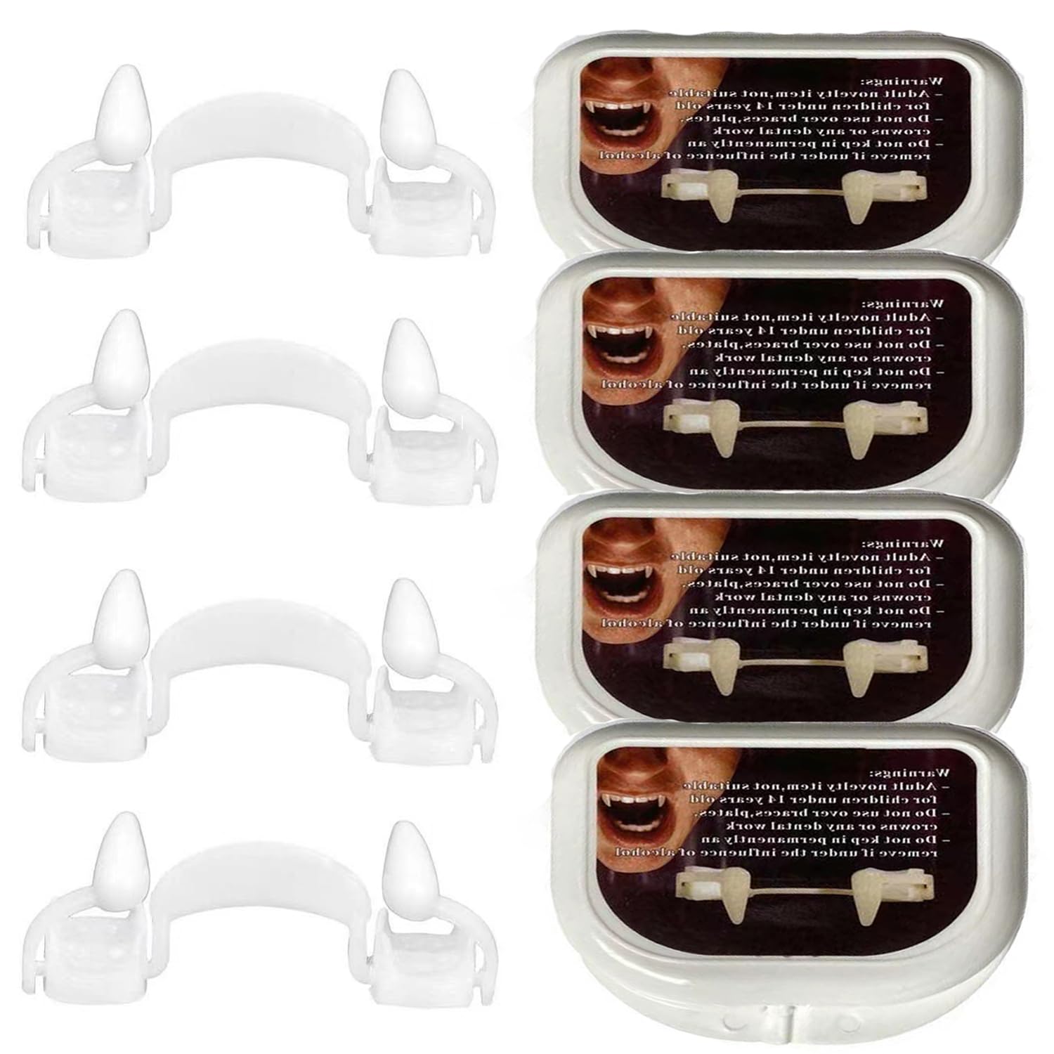 Bohue Retractable Vampire Fangs Halloween Fake Teeth Realistic Vampire False Teeth Dress-Up Accessories Scary Costume Decoration Denture Braces for Halloween Cosplay Party (4)