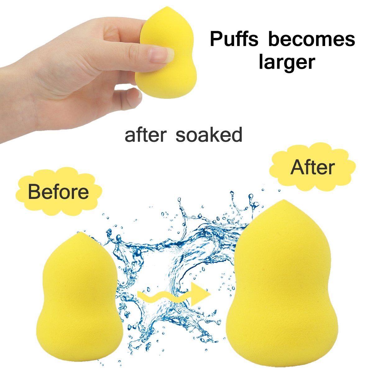 JER 4Pcs Beauty Sponge Women Makeup Blender Sponges Waterdrop Gourd Shape Face Foundation Puff for Concealer, Powder, Cream - Latex-Free & Allergy-Free
