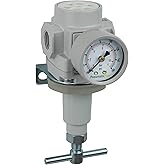 PneumaticPlus SAR400T-N04BG Compressed Air Regulator 1/2" NPT, T-Handle, Gauge & Bracket