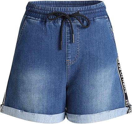 elastic band jean shorts