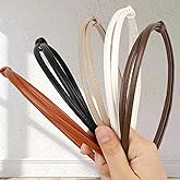 5PCS Thin Leather Headbands for Women Cute Knotted Leather Party Headband Hair Trendy Comfortable Skinny Headbands Non Slip Head Bands Hair Accessories for Women Girls (White/Beige/Tan/Brown/Black)