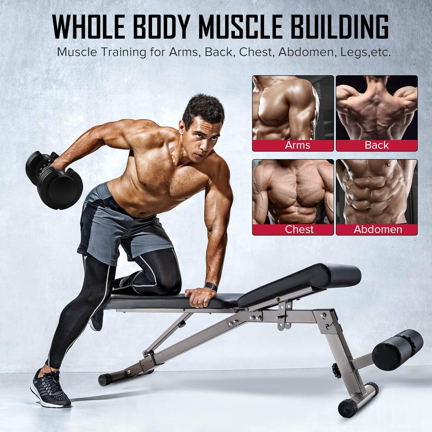UeeVii Adjustable Weight Bench, Workout Bench Foldable, Bench Press Weight Bench, Strength Training Adjustable Benches for Full Body Workout Weight Lifting : Sports & Outdoors