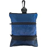 Portable Golf Pouch, Golf Ball and Tee Storage Bag, Golf Accessories Bag | Features 3 water-resistant zippered pockets, great for men and women to store golf balls, tees and golf accessories.