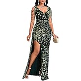 Cololura Women Sexy Elegant Sequin Tassel Mermaid Bodycon Formal Party Gowns Evening Maxi Dress Black