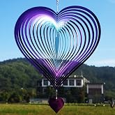 DJUAN Wind Spinner Purple-Green Gradient Love Heart 3D Metal Hanging Wind Spinners Worth Gift Stainless Steel Yard Art Decorations Indoor/Outdoor Kinetic Wind Sculptures &amp; Spinners