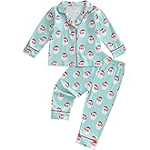 Fsadfeas Toddler Girl Boy Christmas Pajamas Santa Claus Button Down 2 Piece Pajama Set Little Kids Christmas Pjs Nightgown