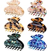 6 Pieces Tortoise Shell Hair Claw Clip for Women 2 Inch Medium Tortoise Hair Clip French Resin Clamp for Woman, Assorted Design