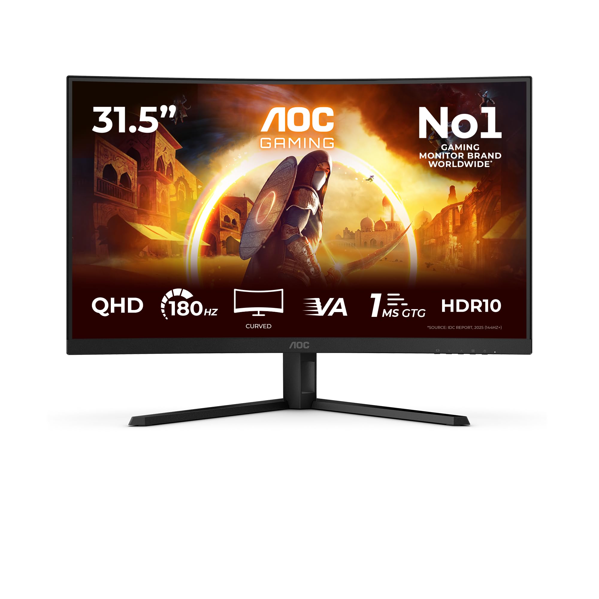 AOC CQ32G4VE 32 Zoll Curved, WQHD Gaming Monitor, 180Hz, Fast VA Panel, 1ms GtG, HDR10, FreeSync, (2560x1440 HDMI 2X 2.0 DP 1x 1.4) Schwarz 2