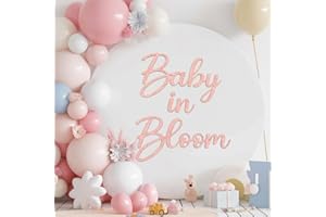 Dripykiaa Baby in Bloom Wooden Sign for Baby Shower Decorations Girl or Boy Gender Reveal Party Supplies, Baby Shower Pregnancy Wall Door Hanging Decoration Hand Held Photo Props, Pink