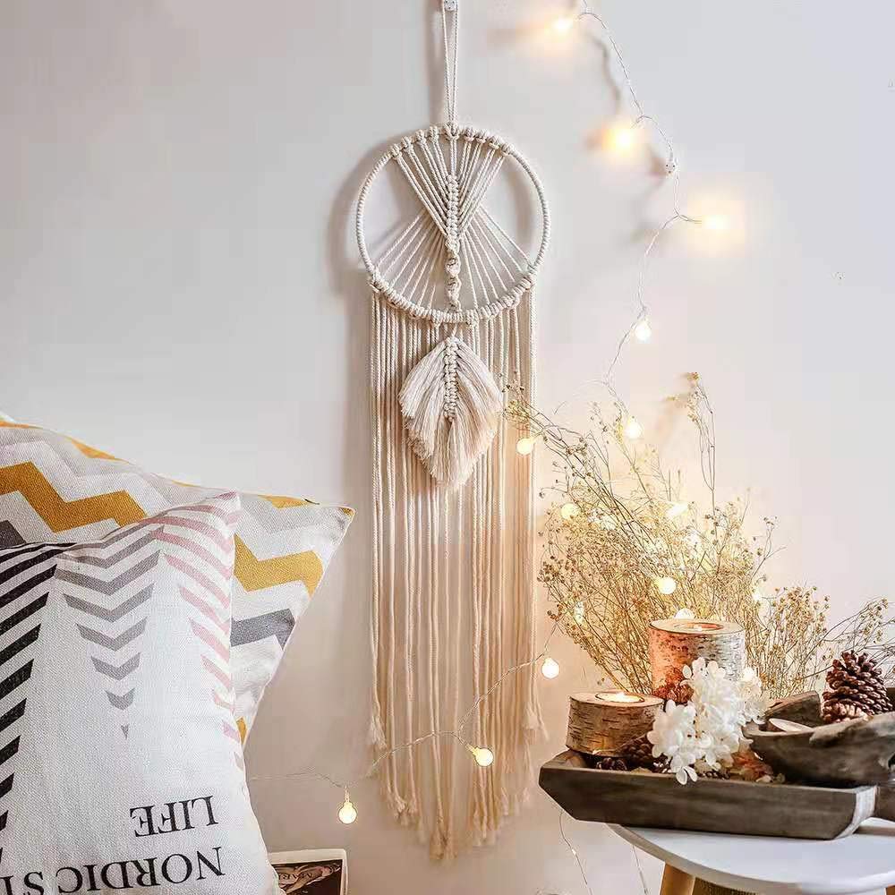 Aotoer Large Dream Catcher Boho Macrame Dreamcatcher Cotton Woven Macrame Wall Hanging for Wedding Decoration, Present for Valentines Anniversary Day Birthday or Classmates