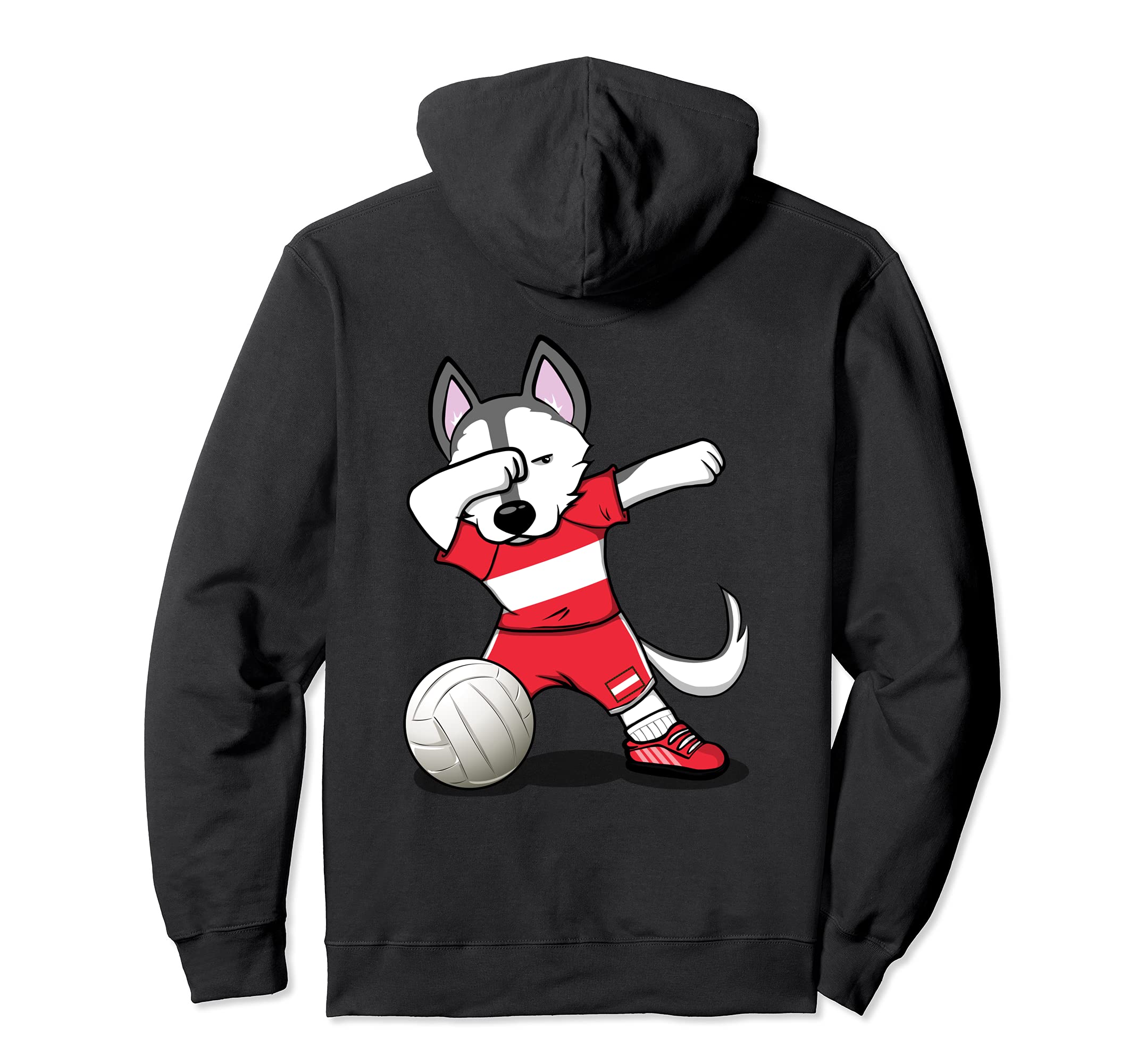 Dabbing Husky Austria Volleyball Fans Jersey Austrian Flag Pullover Hoodie