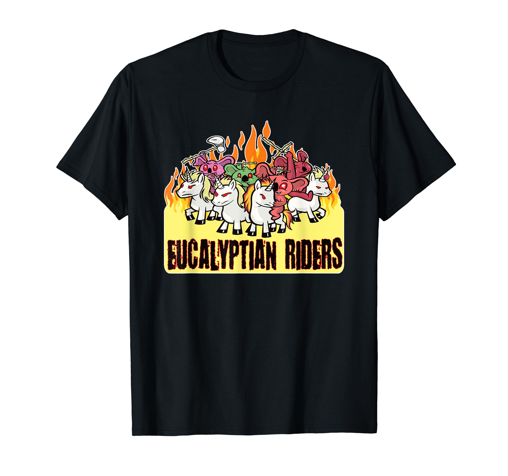 Eucalyptian Riders I Koala Unicorns Flames Apocalypse T-Shirt