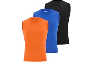 Poekuao Boys Sleeveless Compression Shirt Kids Athletic Tank Tops Youth Quick Dry Workout Undershirt for Football