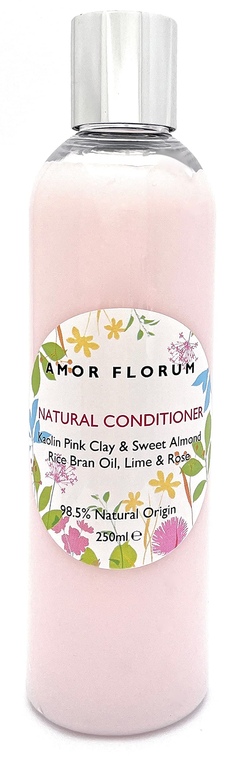Amor Florum - Conditioner - 98.5% Natural - Pink Clay, Almond, Rose, Lime. Sulfate/Parabens Free. Gentle, Concentrated. pH 5.5 For Sensitive Skin. 250ml