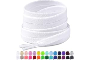 Puzeam Upgrade Tight Weave Flat Shoelaces 28 Colors 5/16" Wide Shoe Laces for Sneakers - 2Pairs
