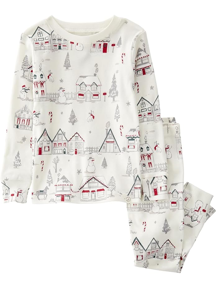 little planet by carter's Neutral 2-piece Pajamas made with Organic Cotton, Winter Village, 5T