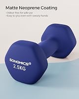 SONGMICS Set of 2 Dumbbells 2.5 kg Neoprene Coated Hex Pair Blue SYL65BU view 2