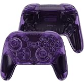 eXtremeRate DIY Replacement Full Set Shell Buttons for Nintendo Switch 2 Pro Controller, Custom Faceplate Rear Bottom Cover with Thumbsticks ABXY Dpad ZLZR for Switch 2 Pro - Clear Atomic Purple