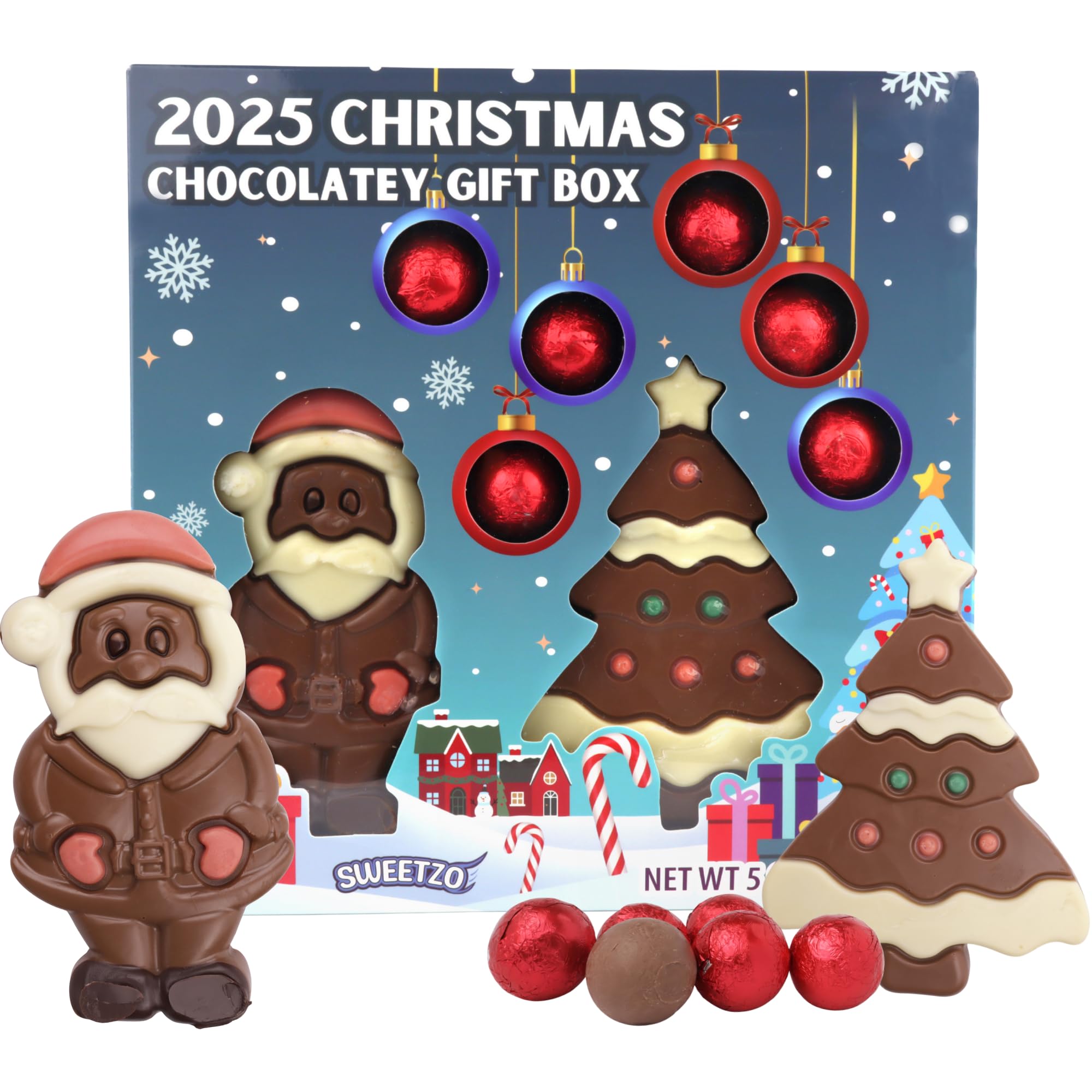 Photo 1 of *2 pack**Chocolatey Santa, Tree & Ornament Christmas Gift Box – Festive Candy Assortment for Stocking Stuffers, Holiday Gifting & Parties – 5.96 oz