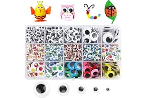 LotFancy 1100PCS Mixed Self-Adhesive Googly Wiggle Eyes for Craft Sticker Eyes, Assorted Sizes(6mm, 8mm, 10mm, 15mm, 20mm), M