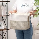 TIMEYARD Woven Storage Basket Cotton Rope Square 33x25x22.5cm Brown view 4