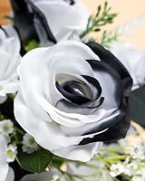 DuHouse 10Pcs Artificial Silk Roses Black Realistic Bridal Bouquet Stems view 3